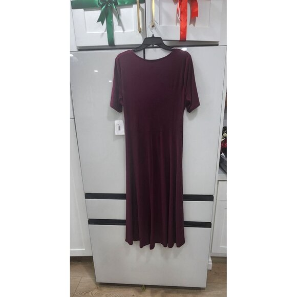 MSK Womens Burgundy Draped Front Midi Dress L - Picture 2 of 4